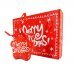 Χριστουγεννιάτικα Κρεμαστά Αστέρια, Κόκκινα με "Merry Christmas" - Σετ 6 τεμ. (9cm)